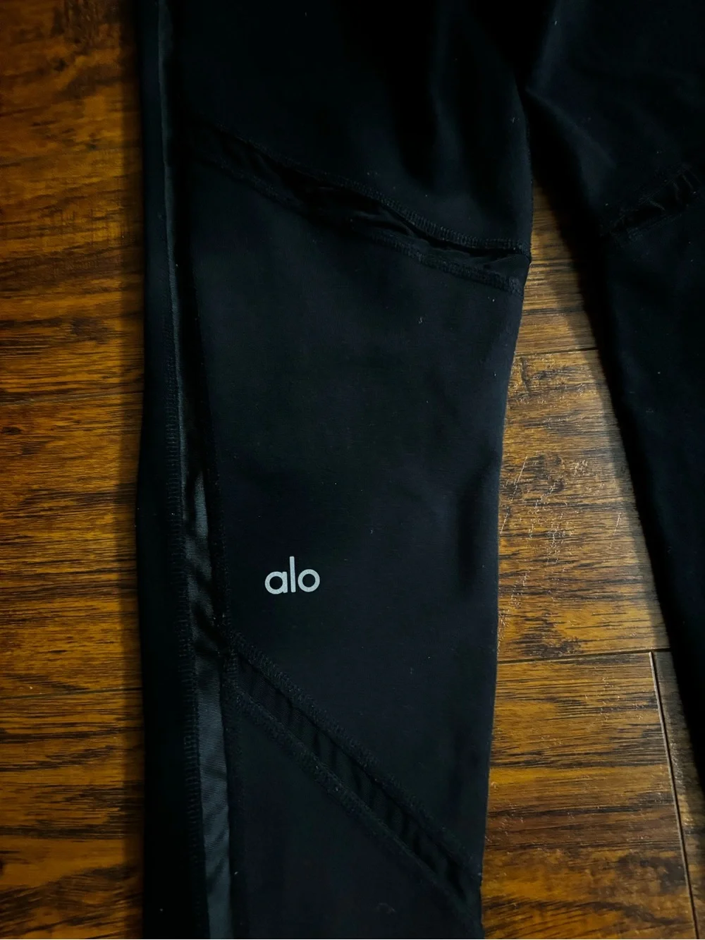 ALO Yoga Continuity Capri Black Mesh Crop Leggings High-Waisted Sheer Panels